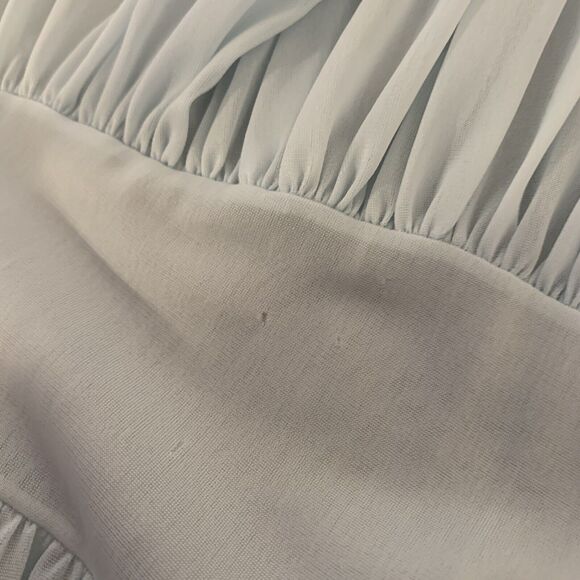 VINTAGE Vanity Fair Pale Blue Nylon Nightgown Maxi Slip Flounce Sleeve S / 32 - Picture 14 of 14